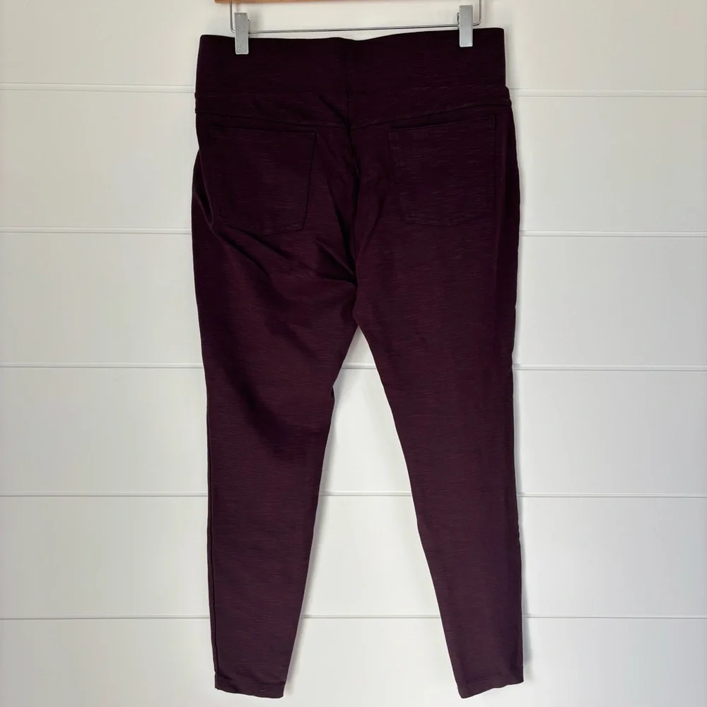 Matty M Women Slub Ponte Stretch Legging Pants With Pockets Deep Burgundy Large